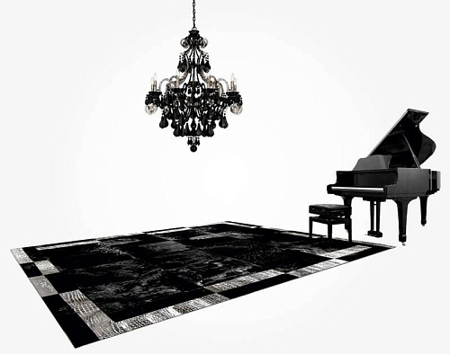 Vrilissia Black / Grey Luxury Cowhide Rug