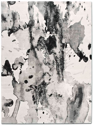 Black & White Hand-Knotted Wool / Silk Rug