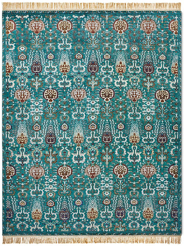 Isfahan Green Wool & Silk Rug