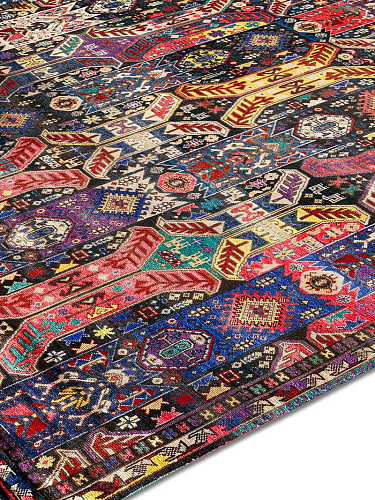 Original Natural Black Hand-Knotted Wool Rug