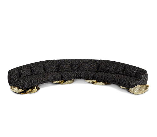 Angora Black Curved Luxe Sofa