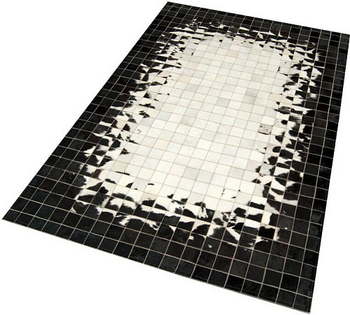 Mosaic Black & White Luxury Cowhide Rug