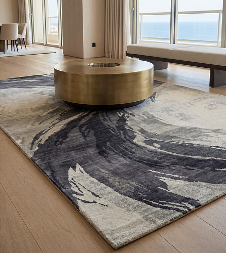 Ink Motion Handwoven Rug
