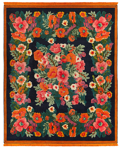 Traditional Hand-woven Black / Red Luxury Rug