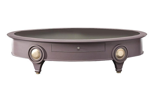 Oval Smoked Mirror Low Coffee Table