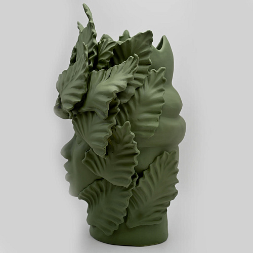 Moor's Head Sculpture with Matte Green Finish