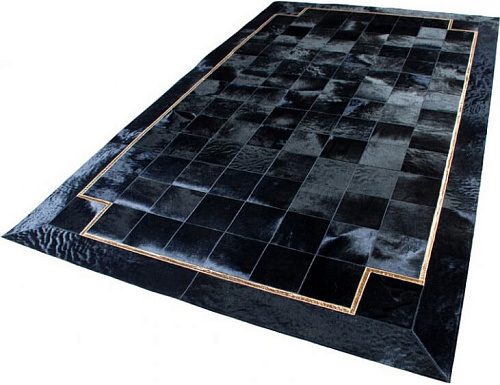 Glafira Black / Gold Luxury Cowhide Rug