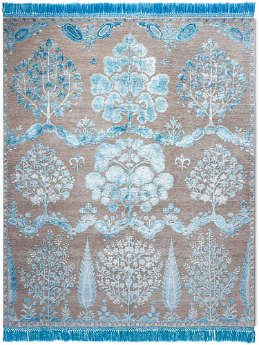 Mughal Blue / Grey Wool & Silk Rug