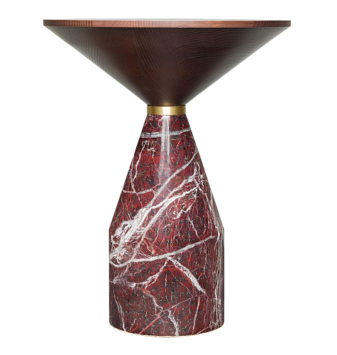Cino Red Marble Handcrafted Side Table