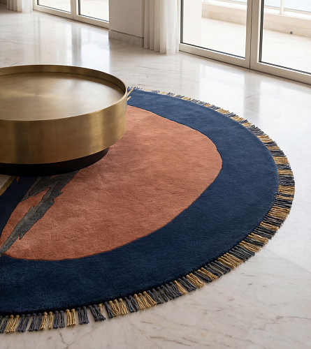 Lightning Crest Navy Luxury Rug