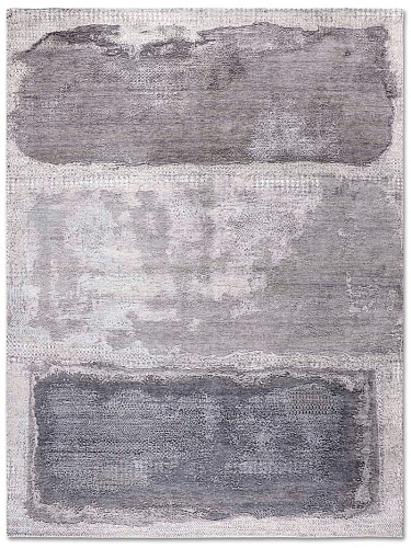 Silver White Grey Hand-Woven Exquisite Rug