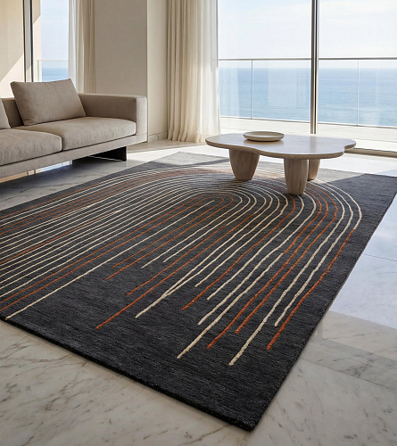 Arcade Lines Umber Designer Rug