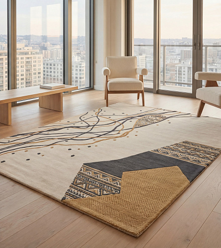 Calligraphic Paths Stone Artisan Rug