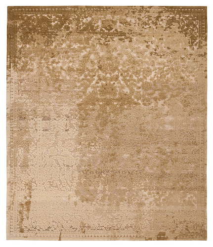 Faded Medallion Wool / Silk Beige Luxury Rug
