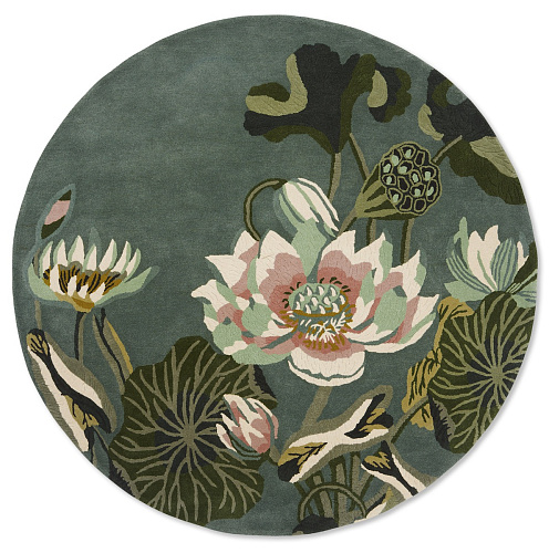 Lilium Midnight Circle Modern Hand Woven Rug