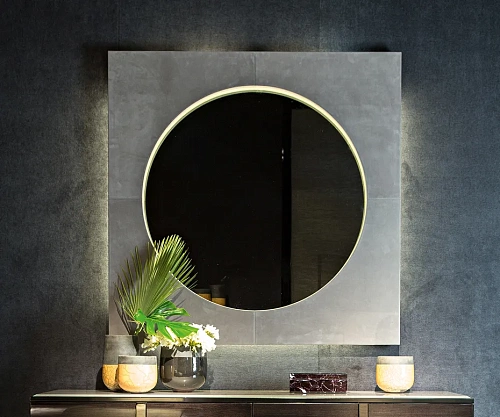 Black & More Illuminated Leather Mirror