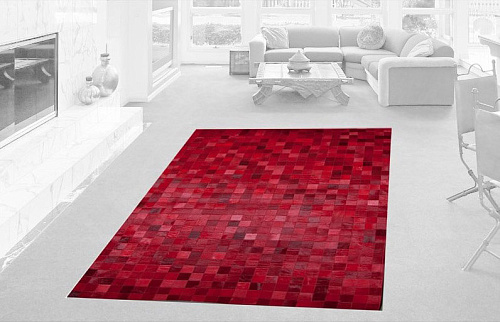 Mosaic Red Luxury Cowhide Rug