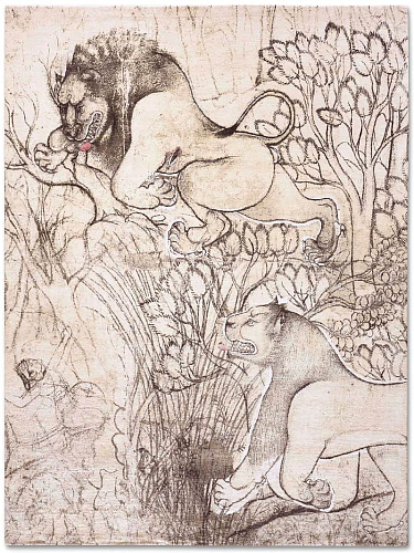 Two Lions Hand-Woven Exquisite Rug