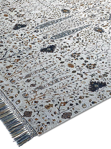 Pine Garden Silver Hand-Knotted Wool / Silk Rug