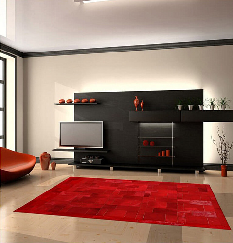 Puzzle Red Luxury Cowhide Rug