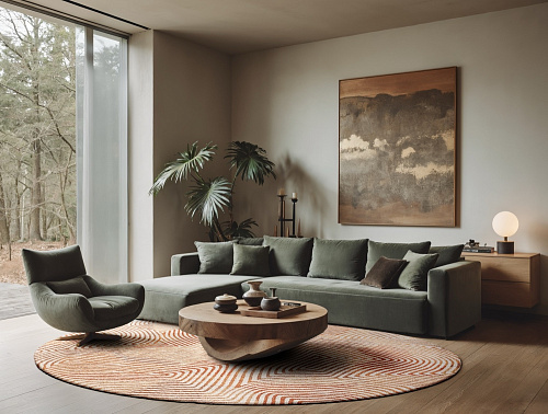 Natural Beige Round Rug