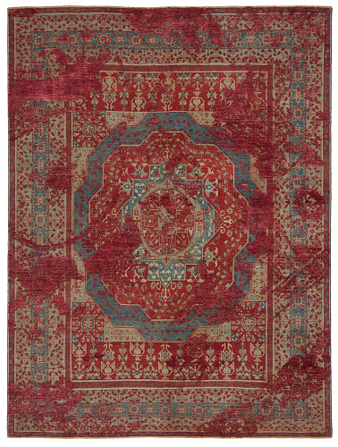 Red Hand-woven Wool / Silk Luxury Rug