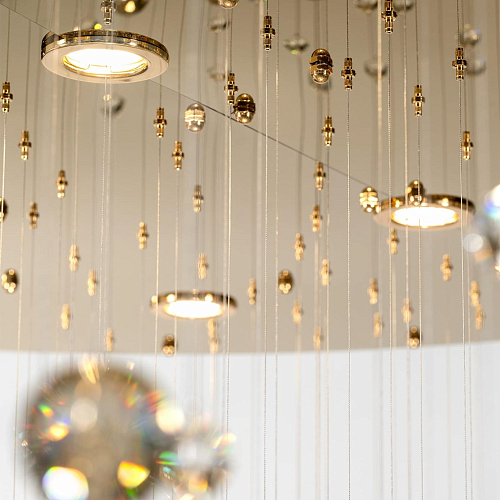 Pale Gold Crystal Sphere Chandelier