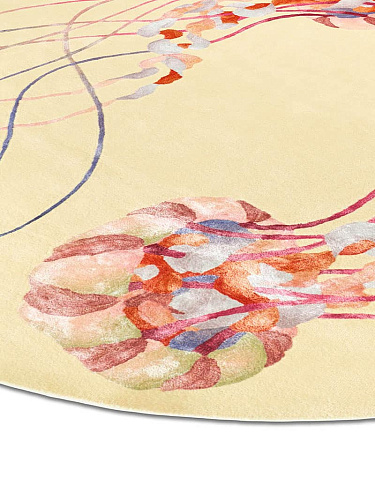 Jellyfish Round Handmade Luxury Rug