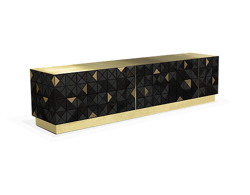 Mosaic Black & Gold TV Designer Cabinet