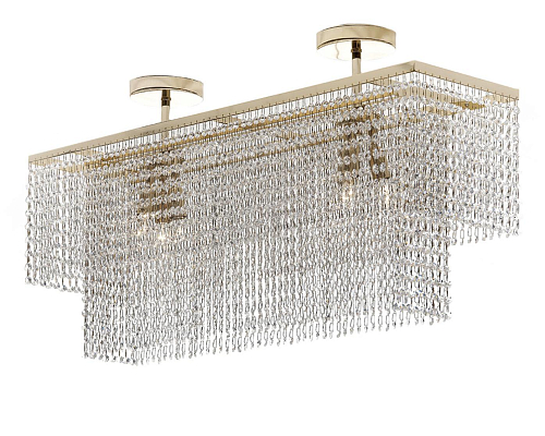 Rectangular Gold Asfour Crystal Chandelier