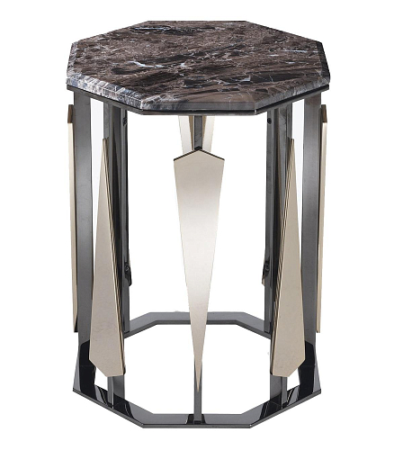 Dark Marble Octagonal Handcrafted Side Table