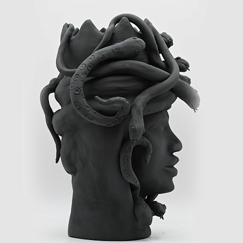 Dark Grey Moor's Head Artisan Sculpture