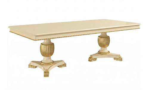 Handcrafted Ivory Classic Dining Table