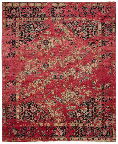 Red Hand-woven Wool / Silk Luxury Rug