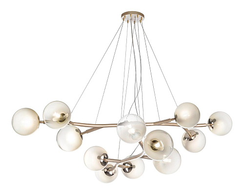 Brass White Sphere Chandelier