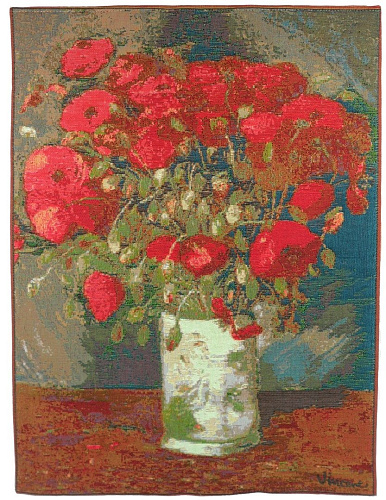 Vase with Poppies by Van Gogh Handwoven Tapestry