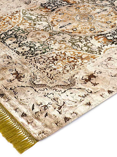 Gold Hand-Knotted Silk / Wool Rug