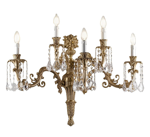 Baroque Brass Crystal Wall Sconce