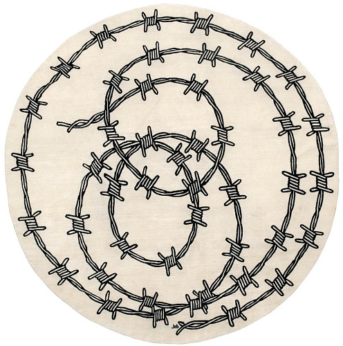 Barbed Wire Round Wool / Silk Rug