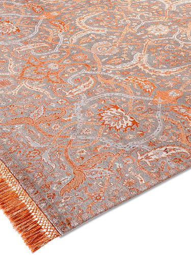 Heriz Copper Hand-Knotted Silk / Wool Rug