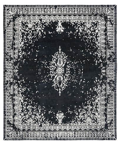 Ferrara Black & White Medallion Luxurious Rug