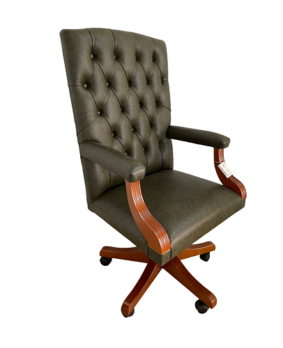 Artisan Dark Green Tufted Italian Swivel Armchair