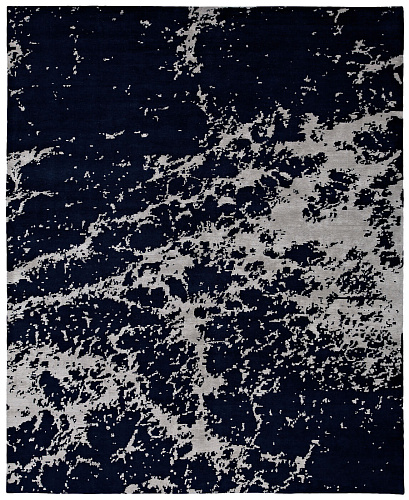 Hand-woven Black Wool & Silk Luxury Rug