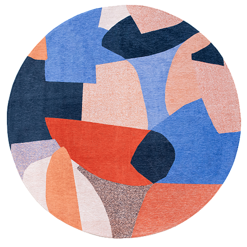 Modern Script Beige Round Rug