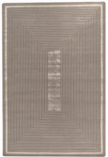 Handwoven Beige Border Wool / Viscose Rug