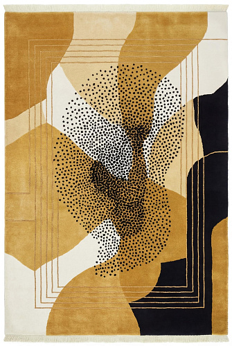 Abstract Figure Gold Handcrafted Rug