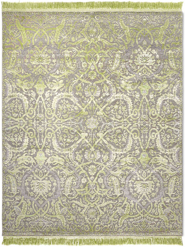 Heriz Apple Green Hand-Knotted Silk / Wool Rug