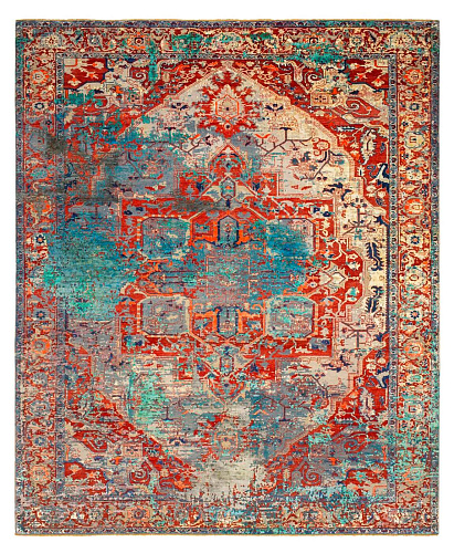 Serapi Blue / Red Hand Knotted Luxury Rug
