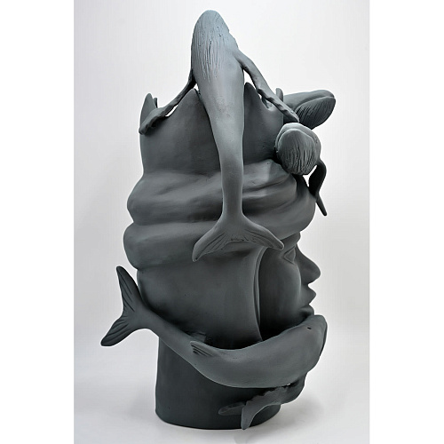 Moor's Head Sculpture in Charcoal Grey