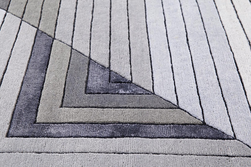 Grey Geometric Wool / Viscose Luxury Rug